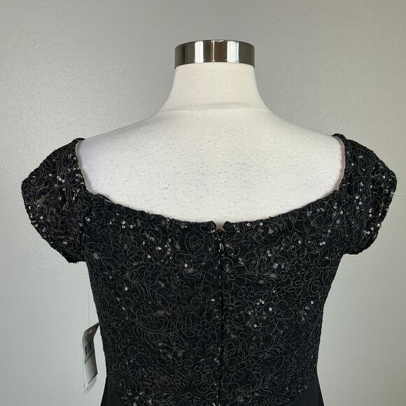 Alex Evenings Sequined Lace Sheath Sparkly Party Cocktail Dress Black Size 8 - Picture 8 of 13